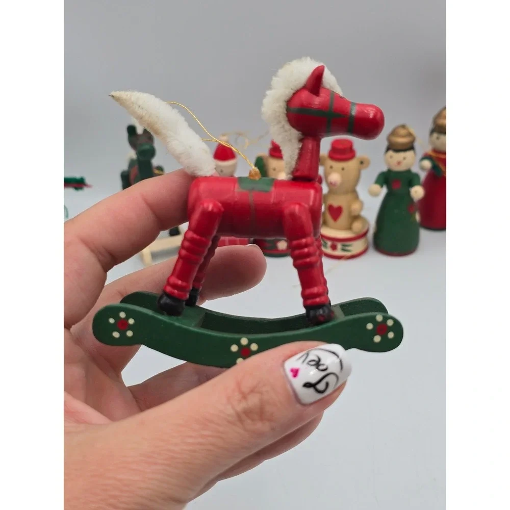 Unbranded Vintage Wooden Christmas Ornaments Mixed‎ Lot Multicolor Good Folk Art